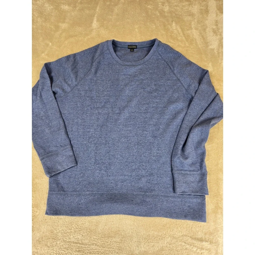 Banana Republic‎ Mens Heathered Blue Crew Neck Raglan Sleeve Sweatshirt XL
